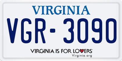 VA license plate VGR3090