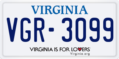 VA license plate VGR3099