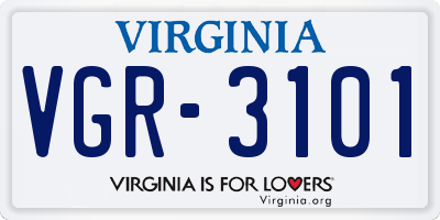 VA license plate VGR3101