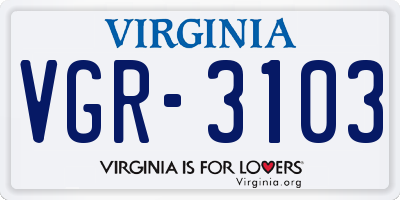 VA license plate VGR3103
