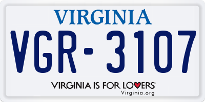 VA license plate VGR3107