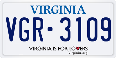 VA license plate VGR3109