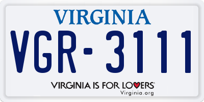 VA license plate VGR3111