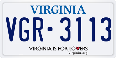 VA license plate VGR3113