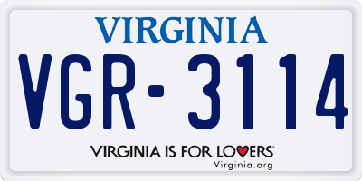 VA license plate VGR3114