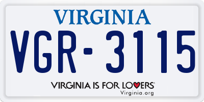 VA license plate VGR3115