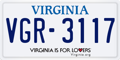 VA license plate VGR3117