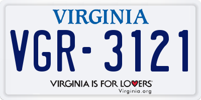 VA license plate VGR3121