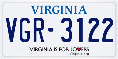 VA license plate VGR3122