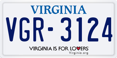 VA license plate VGR3124