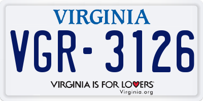 VA license plate VGR3126