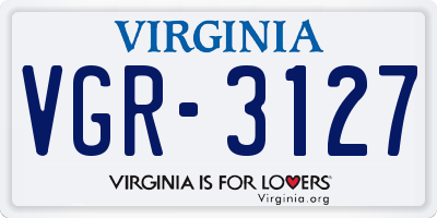 VA license plate VGR3127
