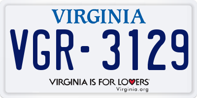 VA license plate VGR3129