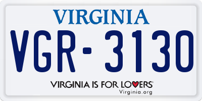 VA license plate VGR3130