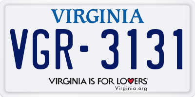 VA license plate VGR3131