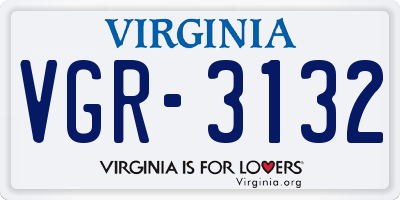 VA license plate VGR3132