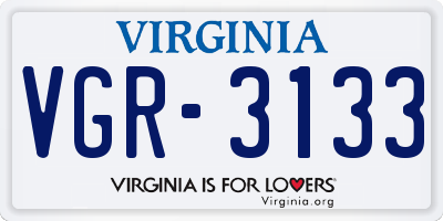 VA license plate VGR3133