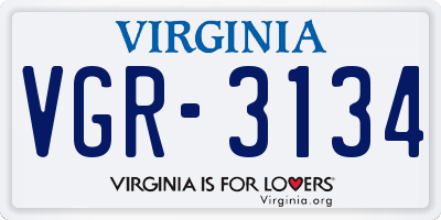 VA license plate VGR3134