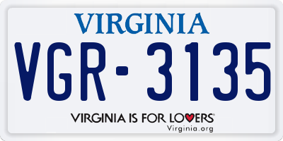 VA license plate VGR3135
