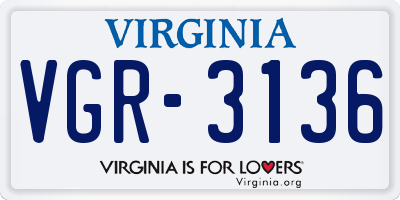 VA license plate VGR3136