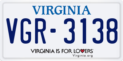 VA license plate VGR3138