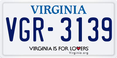 VA license plate VGR3139