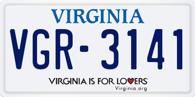 VA license plate VGR3141