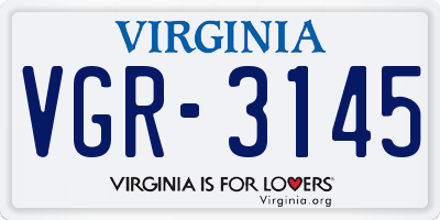VA license plate VGR3145