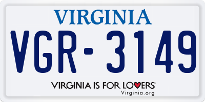 VA license plate VGR3149