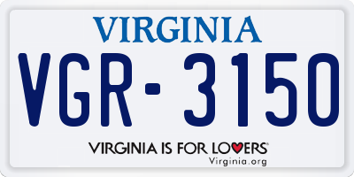 VA license plate VGR3150