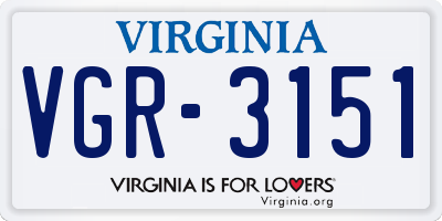VA license plate VGR3151