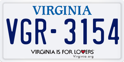VA license plate VGR3154
