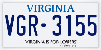 VA license plate VGR3155