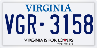 VA license plate VGR3158