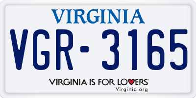 VA license plate VGR3165