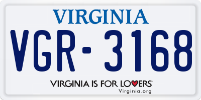 VA license plate VGR3168