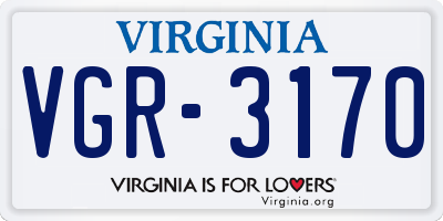 VA license plate VGR3170