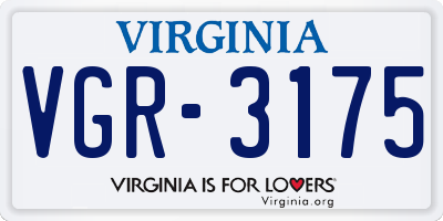 VA license plate VGR3175
