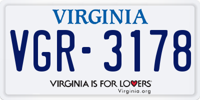 VA license plate VGR3178