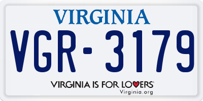 VA license plate VGR3179