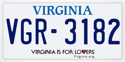VA license plate VGR3182