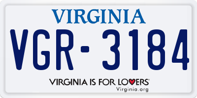 VA license plate VGR3184