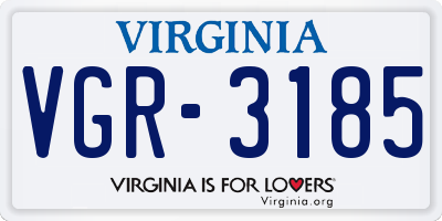 VA license plate VGR3185