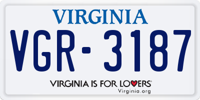 VA license plate VGR3187