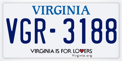 VA license plate VGR3188