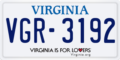 VA license plate VGR3192