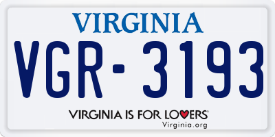 VA license plate VGR3193