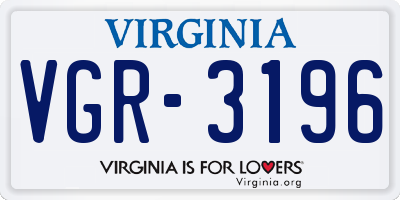 VA license plate VGR3196