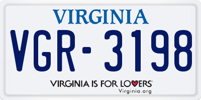 VA license plate VGR3198