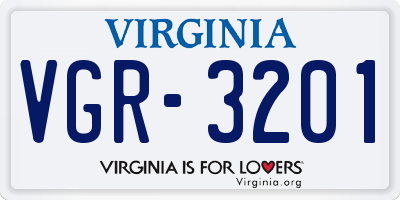 VA license plate VGR3201